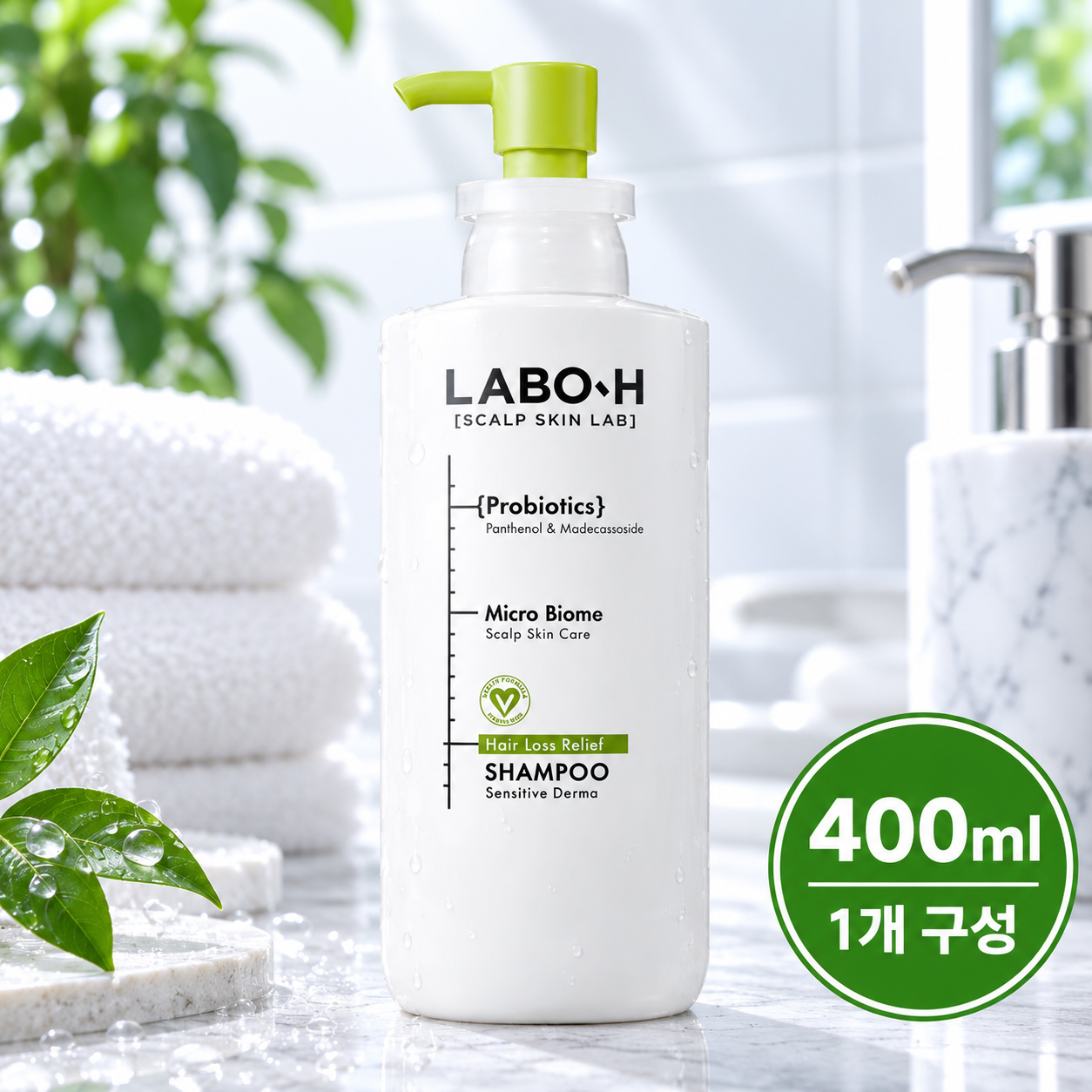 [온누리상품] 라보에이치 민감더마 약산성 저자극 탈모증상완화 기능성 샴푸 400ml X 1개 하루템