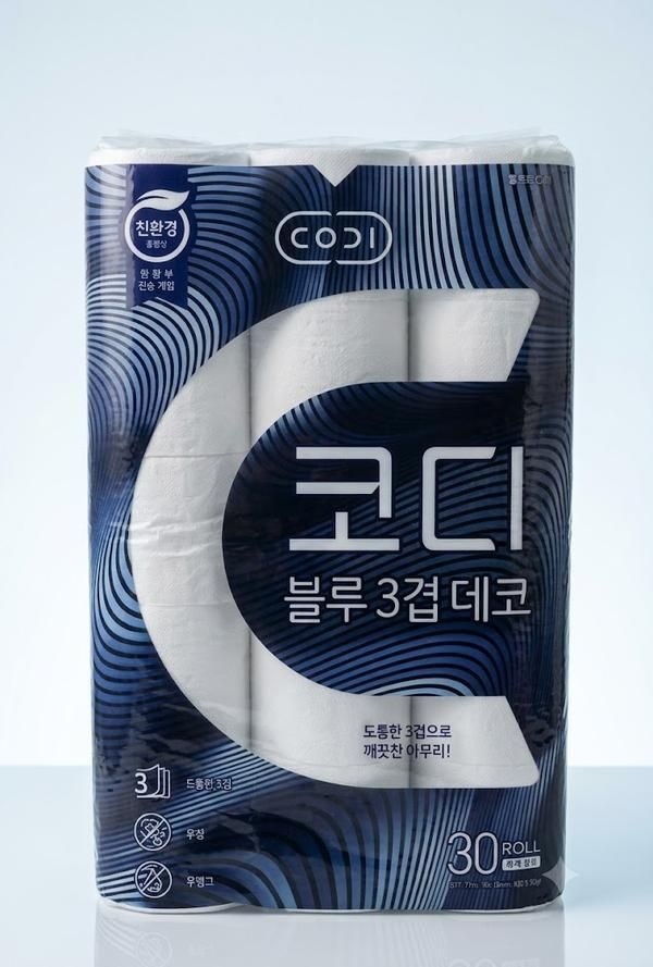 코디 블루 3겹 데코 화장지 27m 30롤 3팩 천연펄프