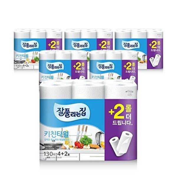 잘풀리는집 [잘풀리는집]키친타월 130매 x 4+2롤 x 6팩