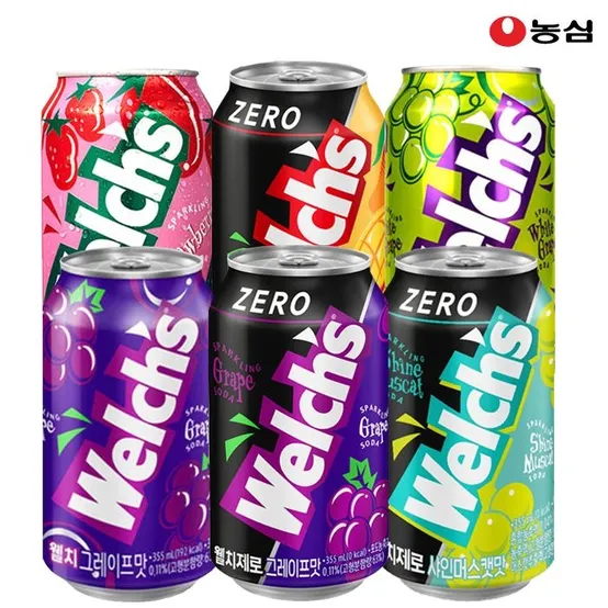 웰치스 포도 355ml 24캔/48캔 외 웰치 6종 [제로/애플망고/청포도/딸기/샤인머스캣]