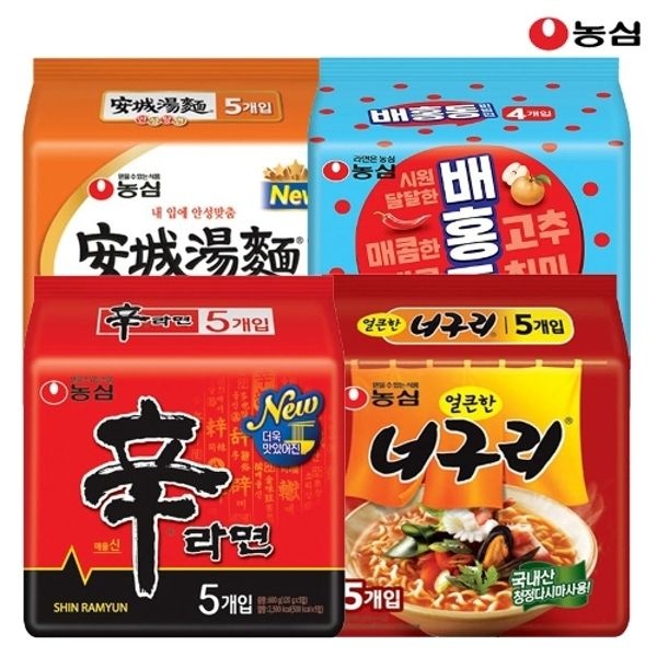 농심 신라면5봉+너구리5봉+안성탕면5봉+배홍동비빔면4봉