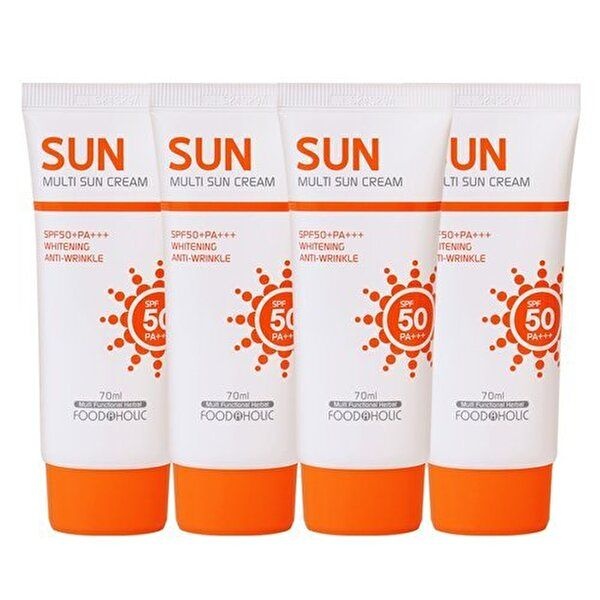 [푸드어홀릭](4개)푸드어홀릭 멀티 선크림 70ml SPF50 PA+++ /백탁없는 혼합자차 썬크림 선블록 자외선차단제