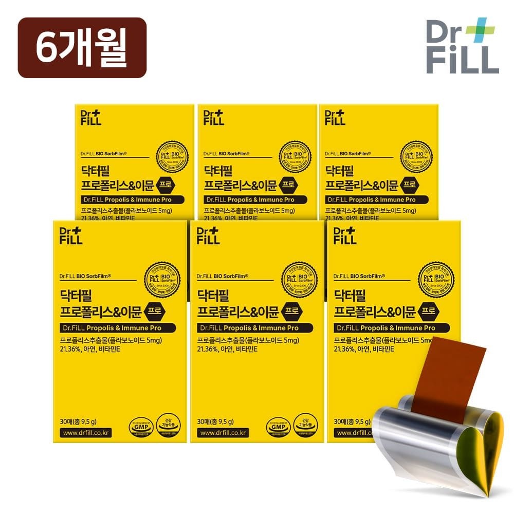 닥터필 (현대홈쇼핑) 닥터필 필름형 프로폴리스 이뮨 프로 30매 x 6박스