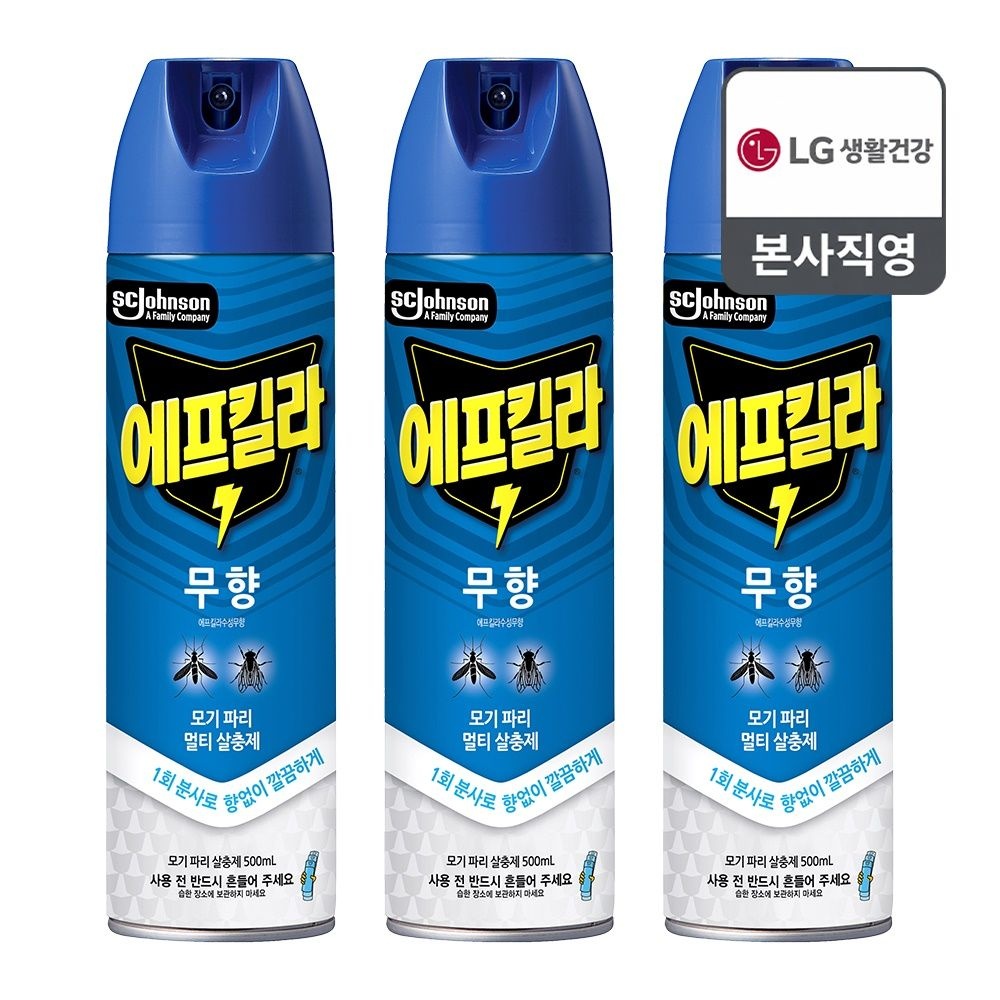 에프킬라 모기약 에어로졸 무향 500ml x3개