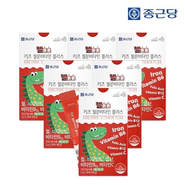 종근당 젤튼튼 키즈 철분 비타민 플러스 30포 6박스 / 성장기 어린...