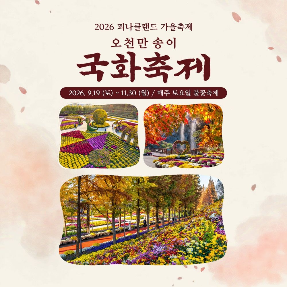 [충남]2026년 피나클랜드 가을꽃축제(9/19~11/30) 오천만송이 가을꽃 대향연,오천만송이 국화꽃향기&불꽃축제