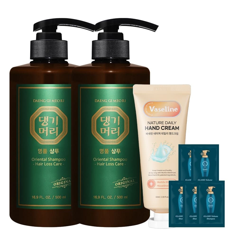 댕기머리 (현대Hmall) 댕기머리 오리지널 명품 샴푸 500ml 2개+핸드크림 60ml+파우치 5매 프리미엄 한방