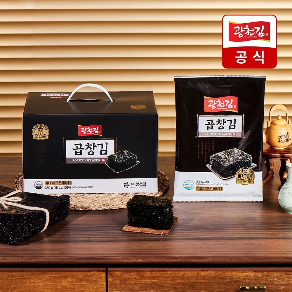 광천김 (현대홈쇼핑) 광천김 구운 무조미 곱창김 10봉 선물세트