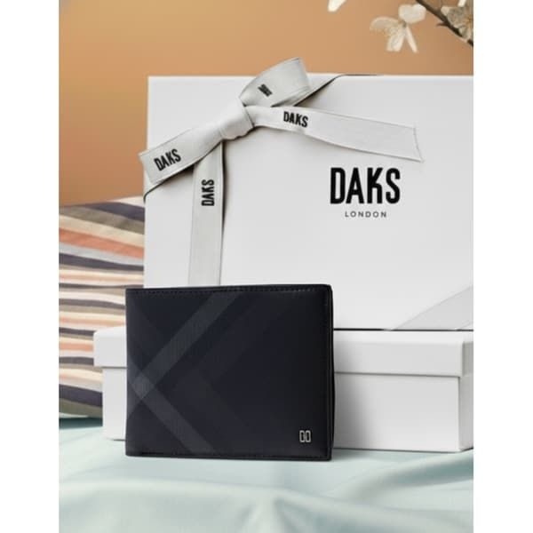 닥스 [26FW 타탄 체크 블랙 가죽 반지갑 DBWA6F946BK 511323
