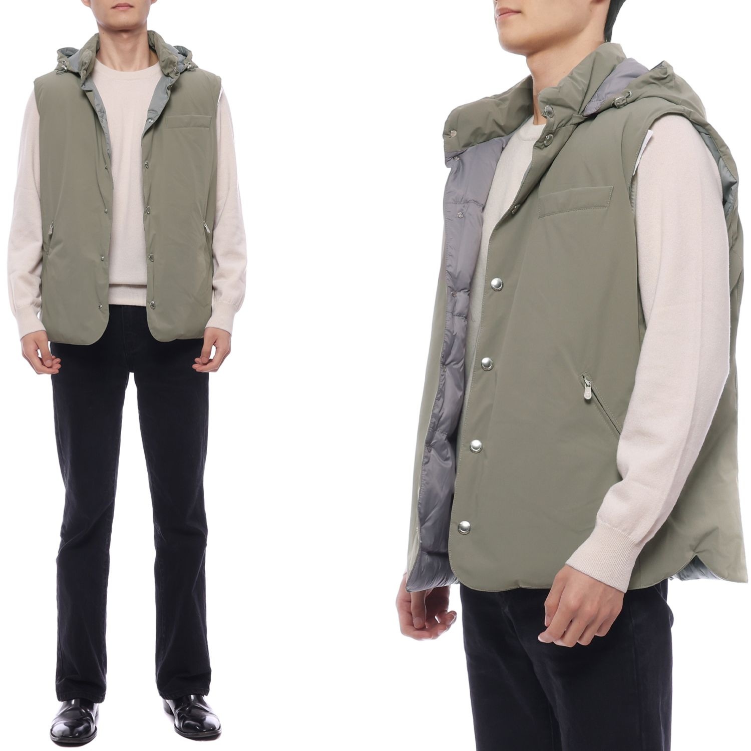[롯데백화점] 브루넬로 쿠치넬리 [정상가:6,350,000원] 24FW 남성 후드 다운 패딩 조끼 (MM4911775 CRY56 24F)