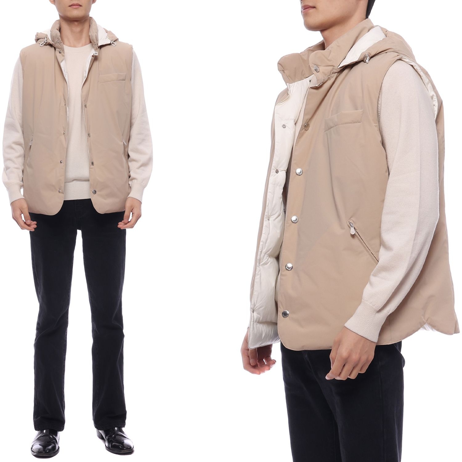 [롯데백화점] 브루넬로 쿠치넬리 [정상가:6,350,000원] 24FW 남성 후드 다운 패딩 조끼 (MM4911775 CQW77 24F)