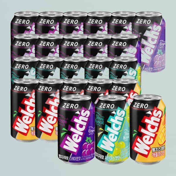 웰치스 제로 355ml 총 24캔 (포도 12캔+샤인머스캣 6캔+애플망고6캔) 615674