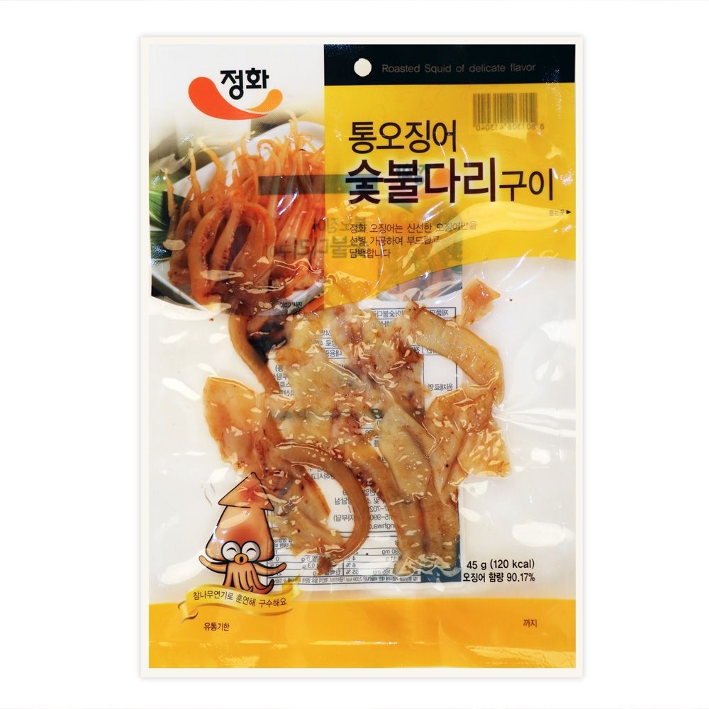 치킨집 안주거리 정화식품 통오징어 숯불다리구이 45g 5입