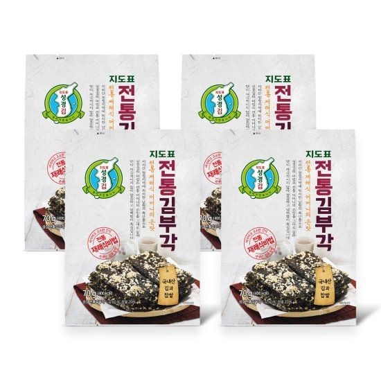 성경식품 [성경김본사] 지도표성경김 찹쌀 전통 김부각 70gx4봉 497903