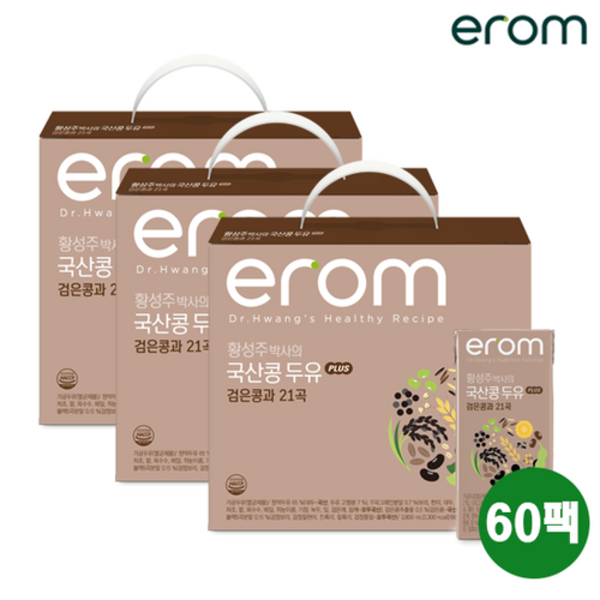 이롬 [하프클럽]황성주 박사의 국산콩 두유 PLUS 검은콩과 21곡 60팩(190ml