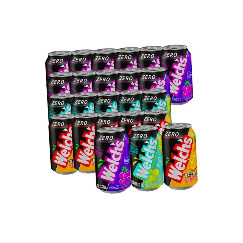웰치스 제로 355ml 총 24캔 포도 12캔+샤인머스캣 6캔+애플망고6캔