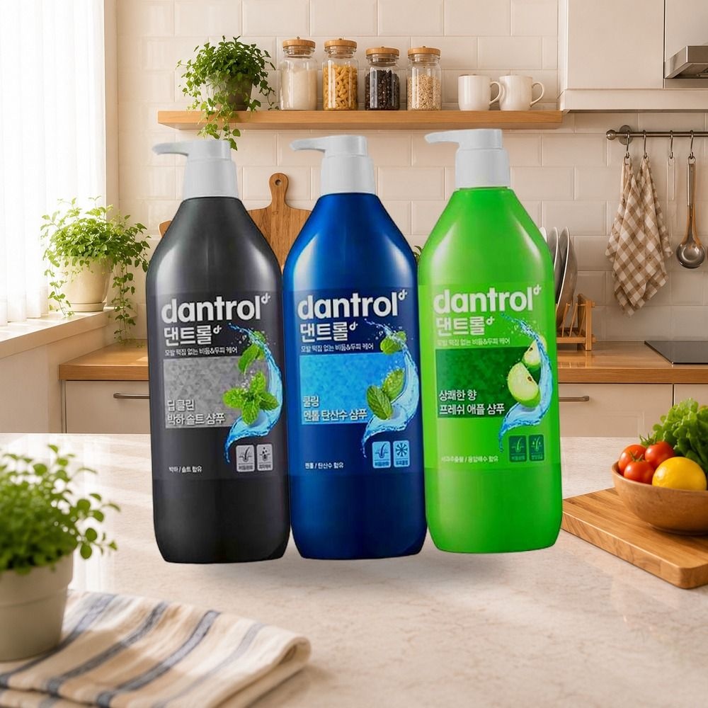 댄트롤 비듬두피 샴푸 딥클린박하솔트 820ml 1개 + 쿨링멘톨탄산수 1개 + 상쾌한향프레쉬애플 1개