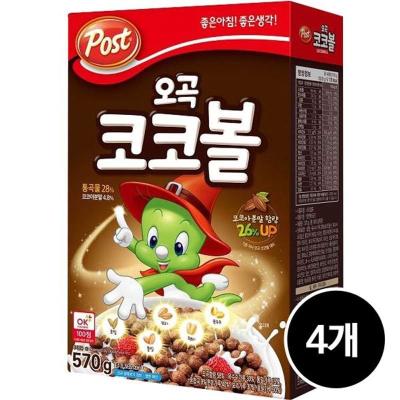 포스트 오곡 코코볼 시리얼, 570g, 4개