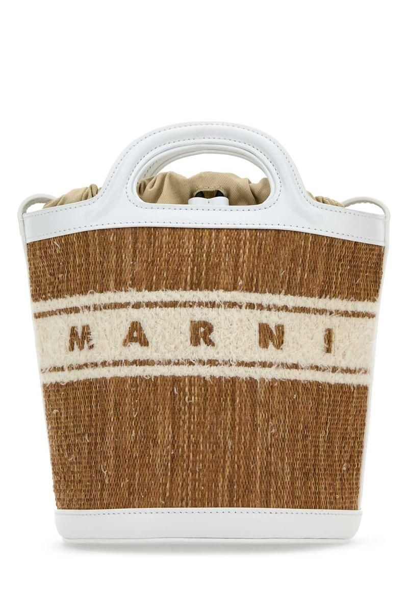 마르니 24FW Marni 투-tone raffia 앤 레더 Tropicalia 버켓 백 SCMP0056L5P7945ZO822