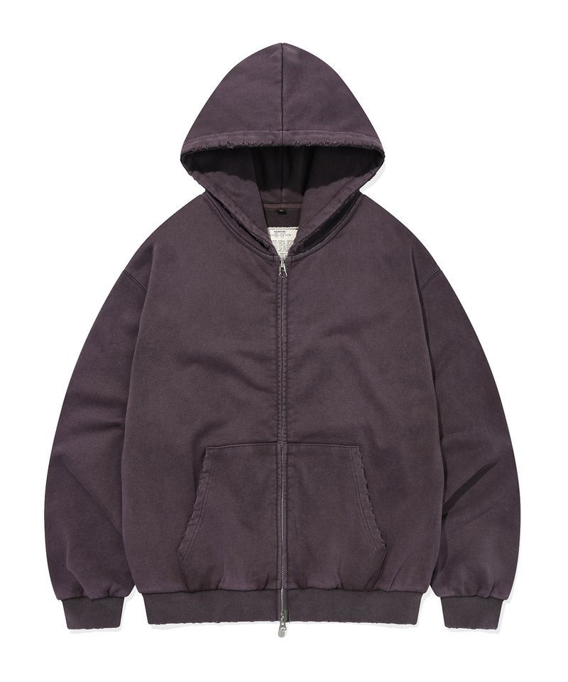 KANEITEI PIGMENT DAMAGE HOODIE ZIP-UP DEEP PURPLE 1210866