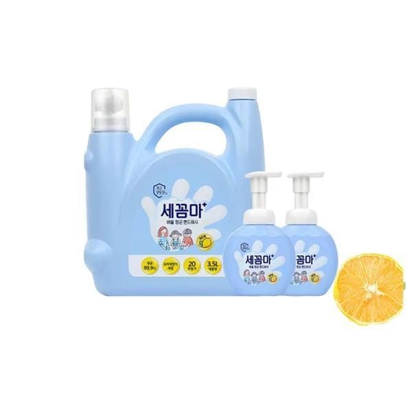엘지생활건강 온더바디 세균아 꼼짝마 핸드워시 대용량 3.5L 레몬향 + 250ml 공병 X 2개