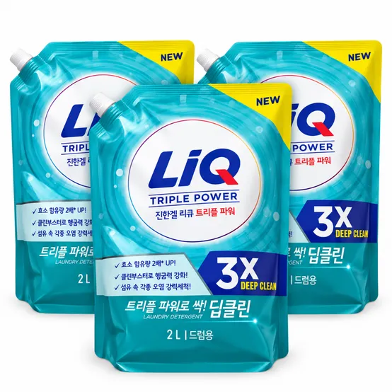 리큐 진한겔 딥클린 트리플 파워 세탁세제 2L 파우치 X3개