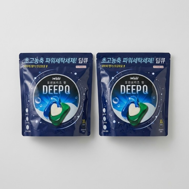 딥큐 3in1 오션브리즈 100개+100개입 캡슐세제 실내건조 고농축 대용량 세탁 드럼세탁기 세제