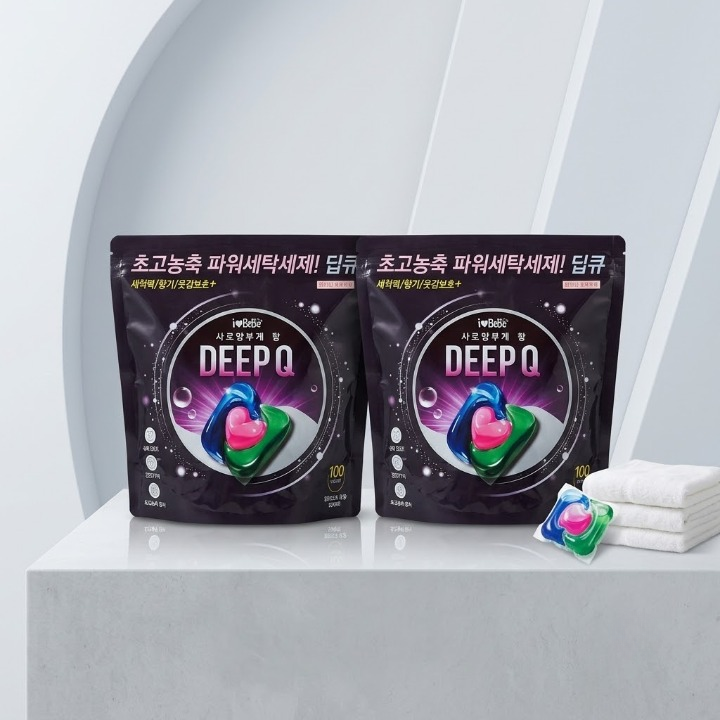 딥큐 3in1 샤르망부케 100개입+100개입 캡슐세제 실내건조 고농축 대용량 세탁 드럼세탁기 세제
