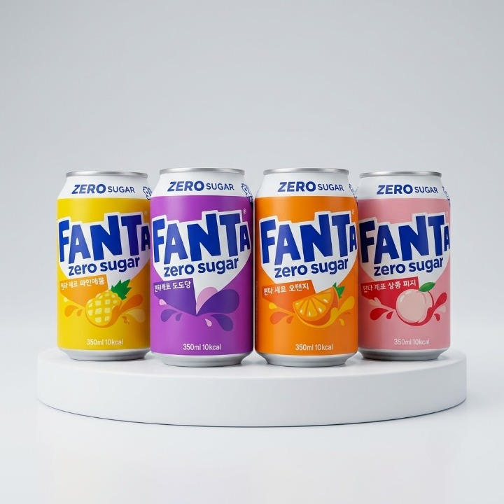 환타 제로 오렌지+파인+포도+피치 350ml 4종 6입 (총 24캔)