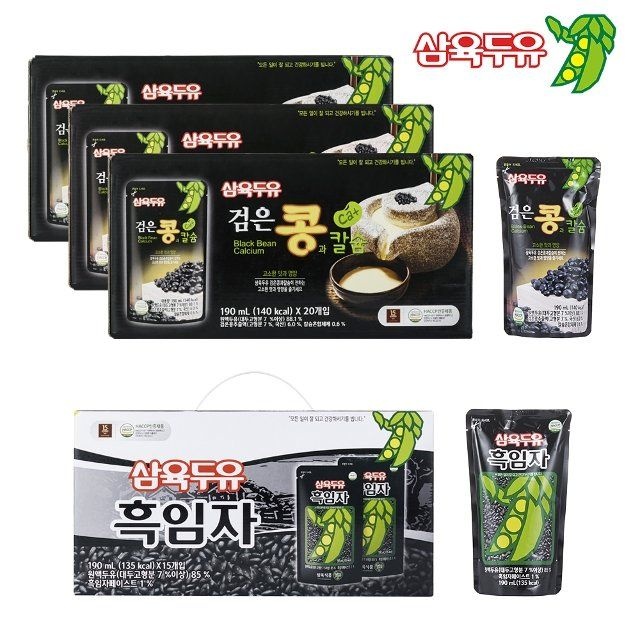 삼육두유 검은콩과 칼슘 190ml 60팩+흑임자 190ml 20팩, 총80팩