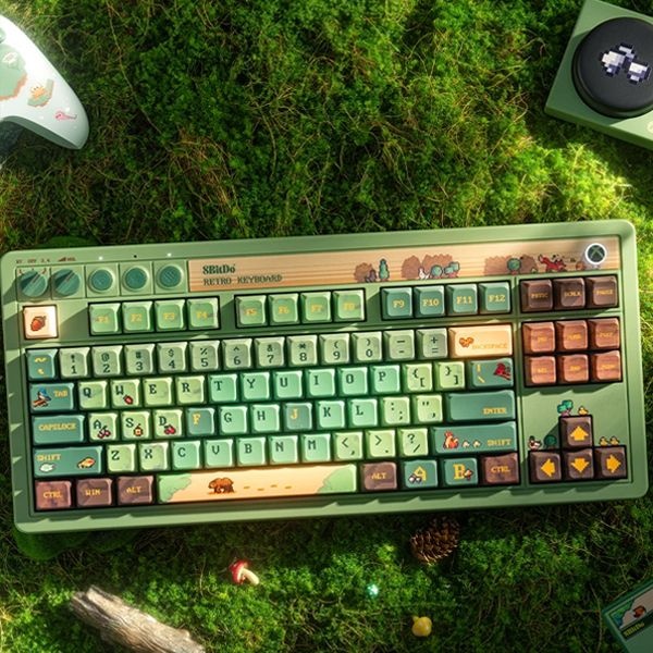 8Bitdo [해외] 8Bitdo Retro87 Cozy 에디션 기계식 키보드 Forest Wonder 블루투스 레트로