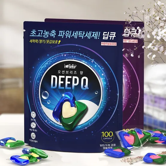 [APP 전용] 아이러브베베 딥큐 3in1 캡슐세제 오션브리즈 100개입+샤르망부케 100개입 외 BEST 세탁용품 모음전