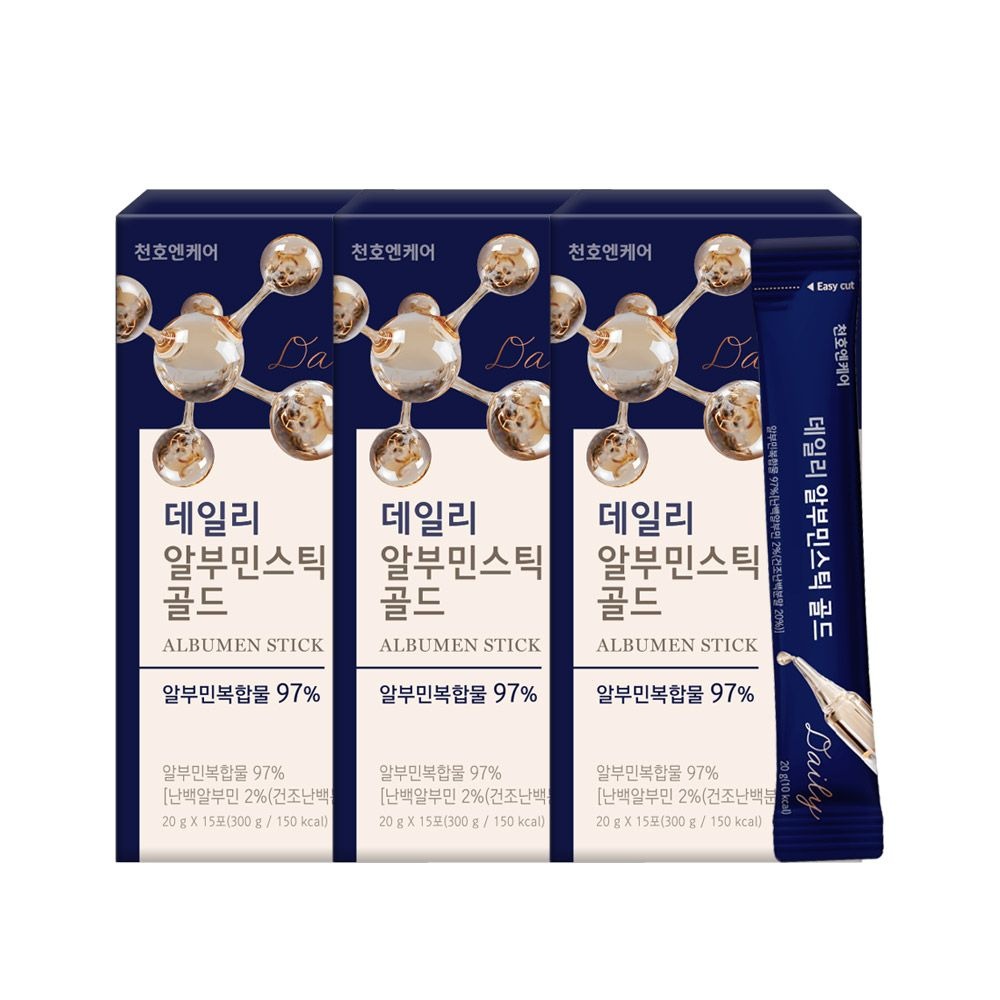 천호엔케어 데일리 알부민 스틱 골드 15포 3박스 난백 마시는 알부민