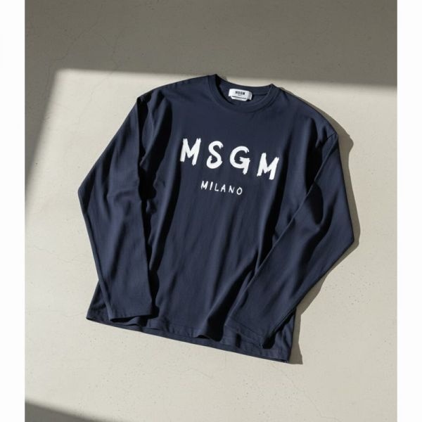 MSGM 브러쉬드 로고 남성 긴팔 티셔츠 3540MM511 237798 89