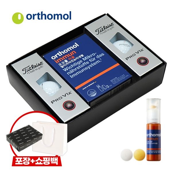 타이틀리스트 [선물포장/쇼핑백]타이틀리스트 골프공+오쏘몰 비타민 선물세트 1개입, PRO V1X 6구+이뮨 3입