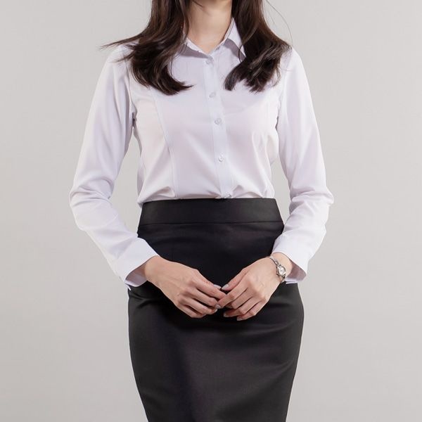 여성 슬림핏 빅사이즈 기본 스판 셔츠 블라우스
