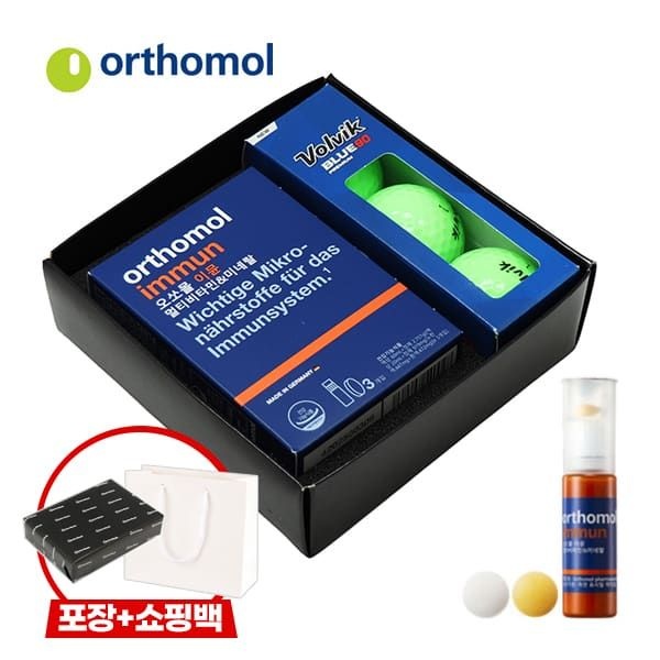 (현대Hmall) [선물포장/쇼핑백]볼빅 골프공+오쏘몰 비타민 선물세트 1개입  BLUE 90 3구+이뮨 3입