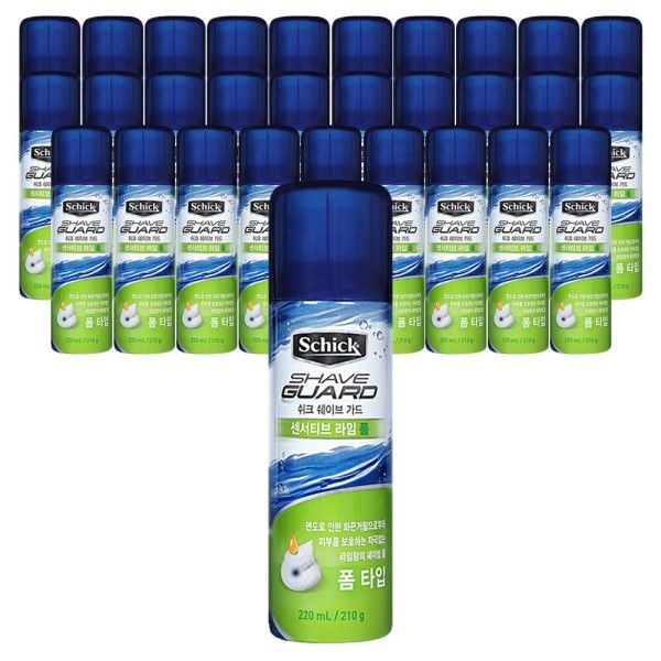 쉬크 쉐이브가드 센서티브 라임폼 220ml x 30개 쉐이빙 면도 쉐이브 거품 폼 젤