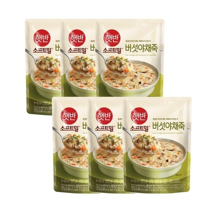 [햇반] 햇반 소프트밀 버섯야채죽 420g *6개