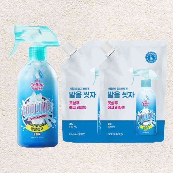 온더바디 코튼풋 발을씻자 풋샴푸 쿨링 510ml+쿨링 리필 500ml 2개 599649