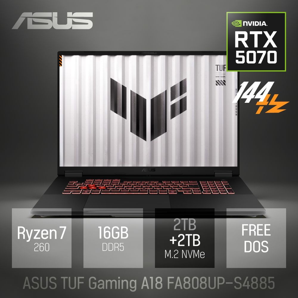 ⓒ ASUS TUF Gaming A18 FA808UP-S4885 16GB 4TB / 18인치 포토샵 게임 편집용 고성능 코딩 캐드 노트북