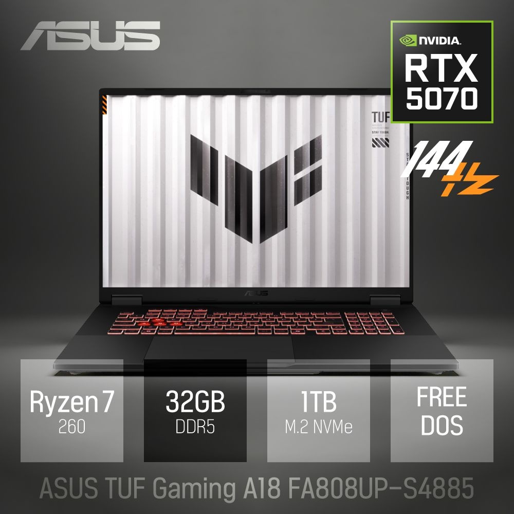 ⓒ ASUS TUF Gaming A18 FA808UP-S4885 32GB 1TB / 18인치 포토샵 게임 편집용 고성능 코딩 캐드 노트북