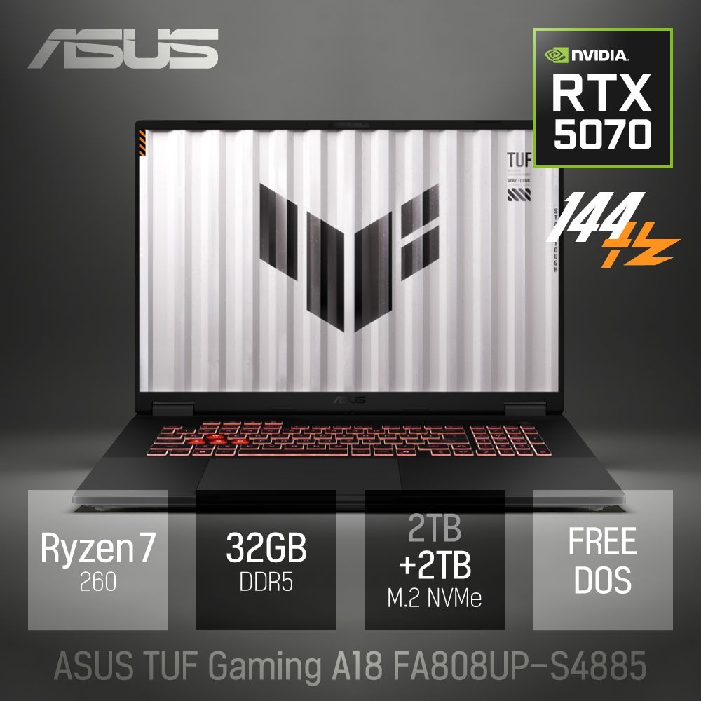 ⓒ ASUS TUF Gaming A18 FA808UP-S4885 32GB 4TB / 18인치 포토샵 게임 편집용 고성능 코딩 캐드 노트북