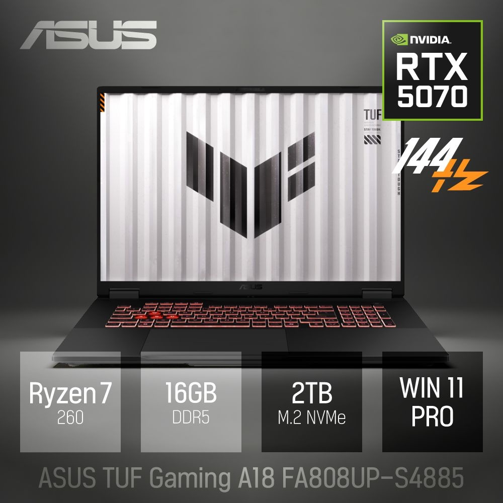 ⓒ ASUS TUF Gaming A18 FA808UP-S4885 16GB 2TB WIN11 / 18인치 게임 편집용 고성능 코딩 캐드 노트북