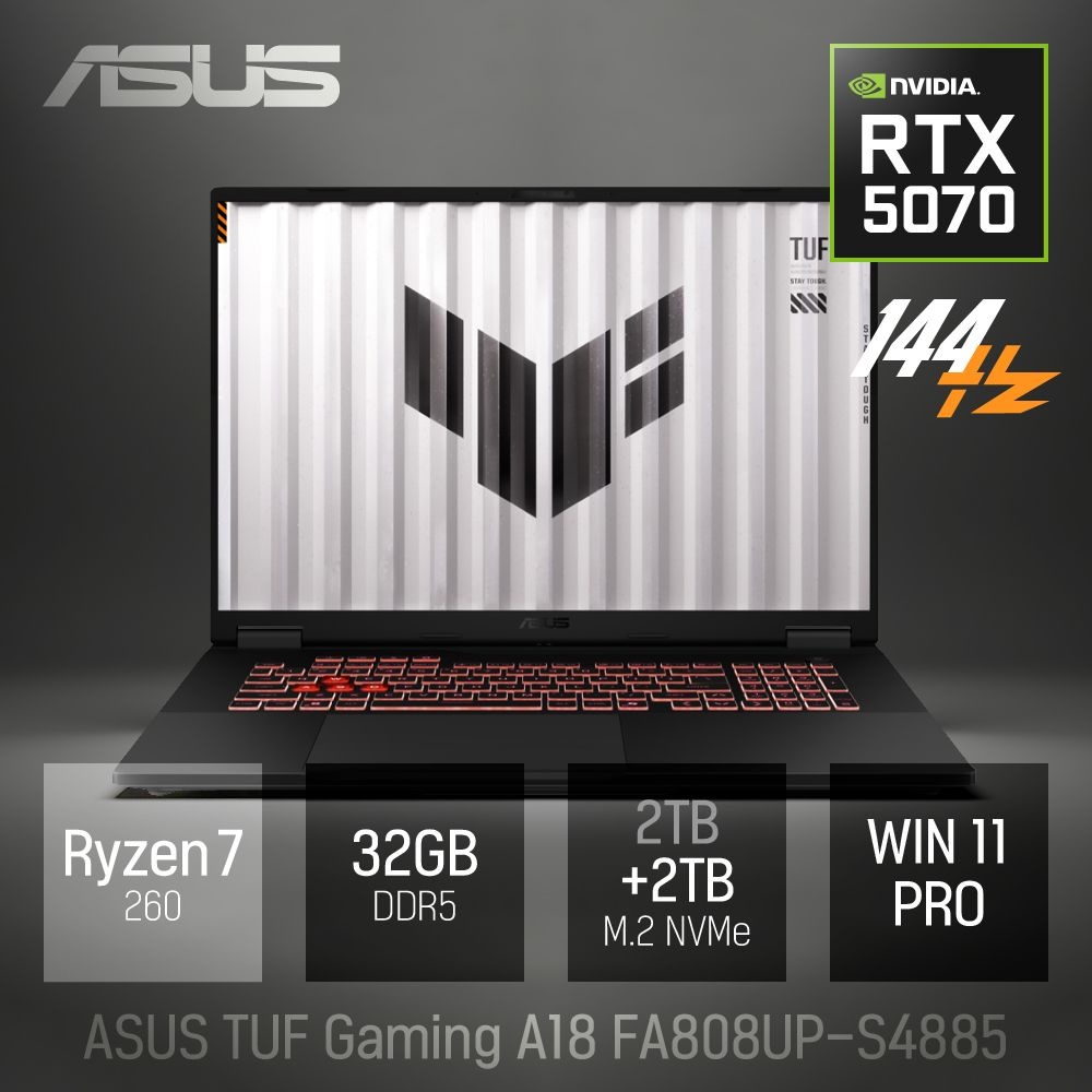 ⓒ ASUS TUF Gaming A18 FA808UP-S4885 32GB 4TB WIN11 / 18인치 게임 편집용 고성능 코딩 캐드 노트북