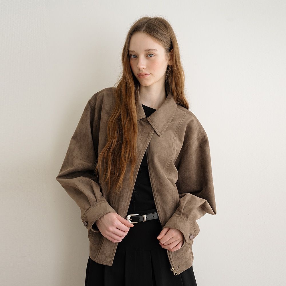 [명진 PICK] [8th] Marron Suede Jacket - Khaki Brown