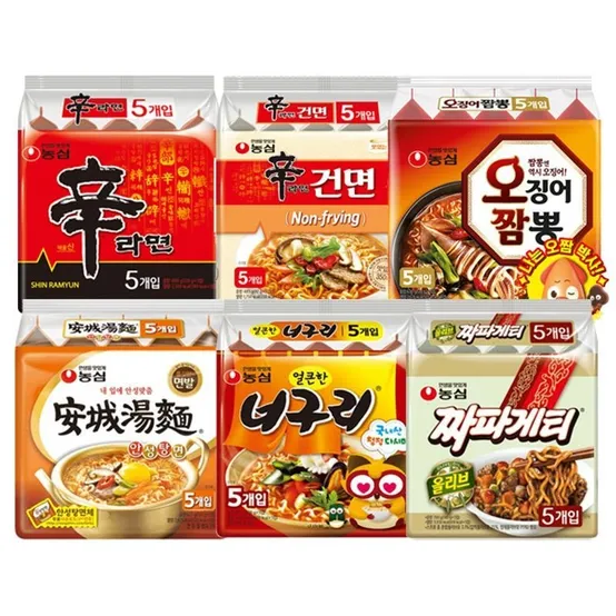 신라면 5+신라면건면 5+안성탕면 5+너구리 5+짜파게티 5+오징어짬뽕 5