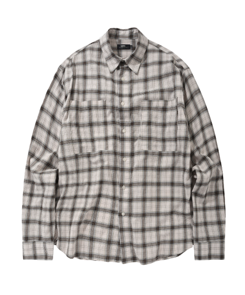 KANEITEI OVER FIT VINTAGE POCKET CHECK SHIRT (CREAM) K25S-TOS-439-CR 478172