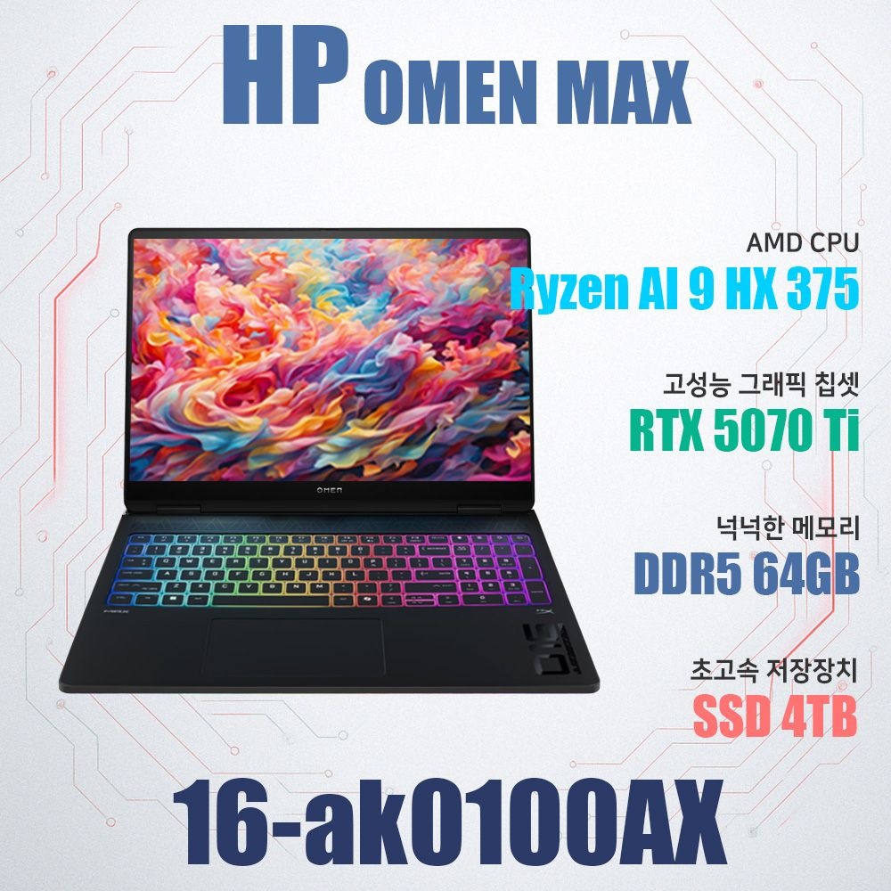 HP 오멘 MAX 16-ak0100AX/게이밍 노트북/NVMe SSD 4TB(교체)/램64G