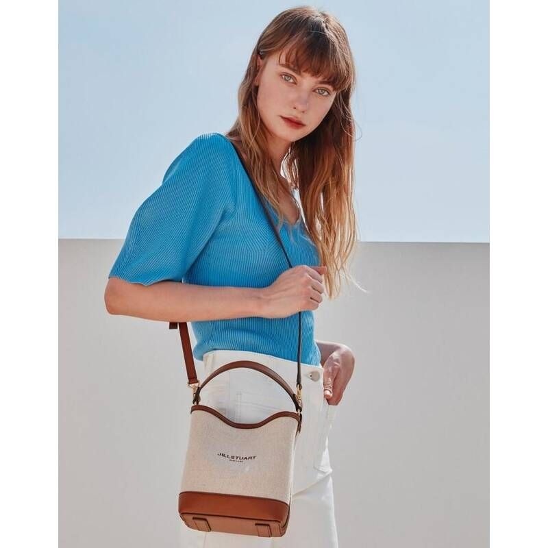 <매장정품> JILLSTUART 질스튜어트 [뉴페이퍼] 베이지 가죽배색 캔버스 버킷백 S JABA3E648I2 JABA3E648 1996400